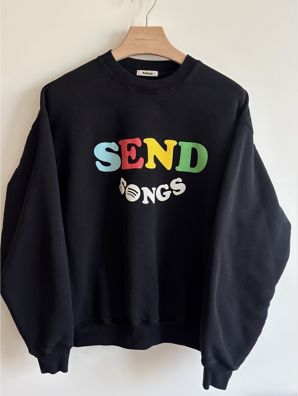 Madhappy x Spotify Send Songs Crewneck Sweatshirt Black Made USA Medium NWOT